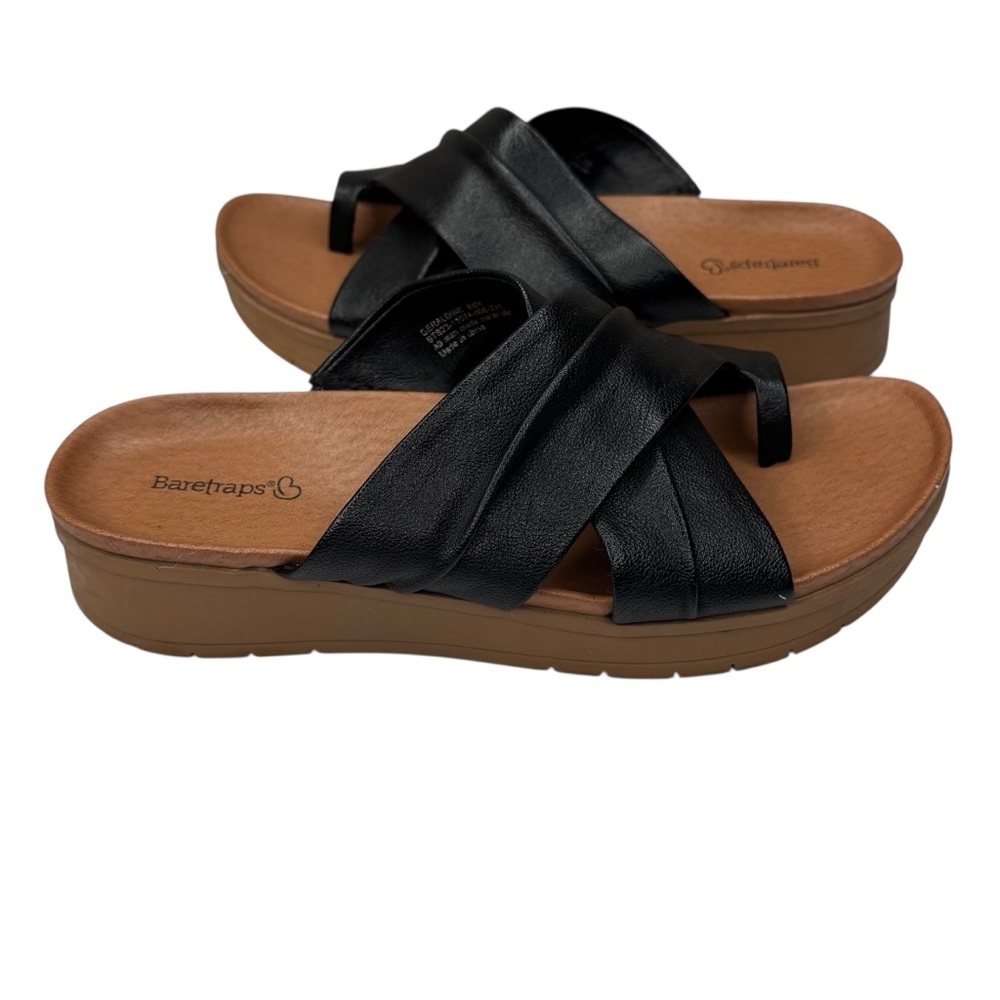 Black Baretraps Geraldine 1.5” Wedge Sandals Size 8.5 Vegan - Picture 4 of 11